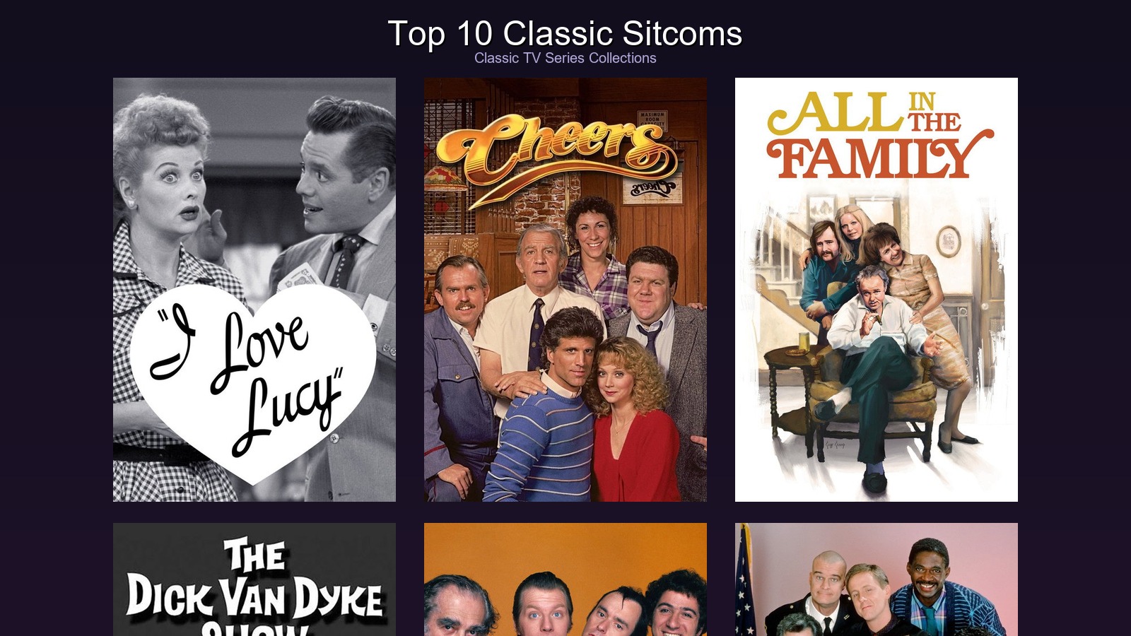 Collage of classic sitcoms featured in the TvSeriesArchive collector guide